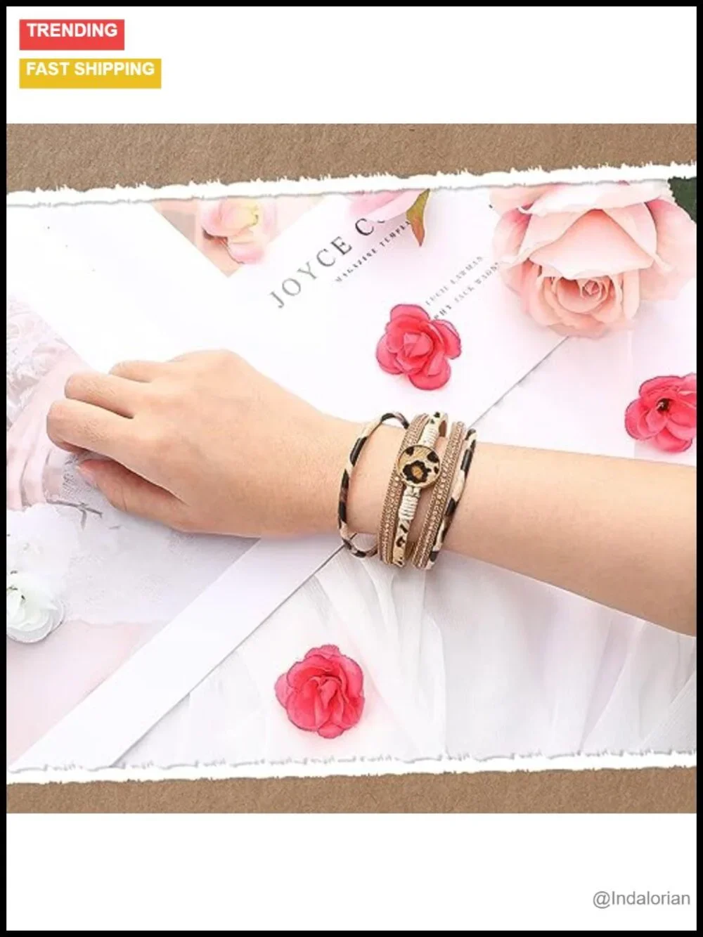 6 Pc PU Leather Bracelets Set Boho Stackable Wrist Jewelry